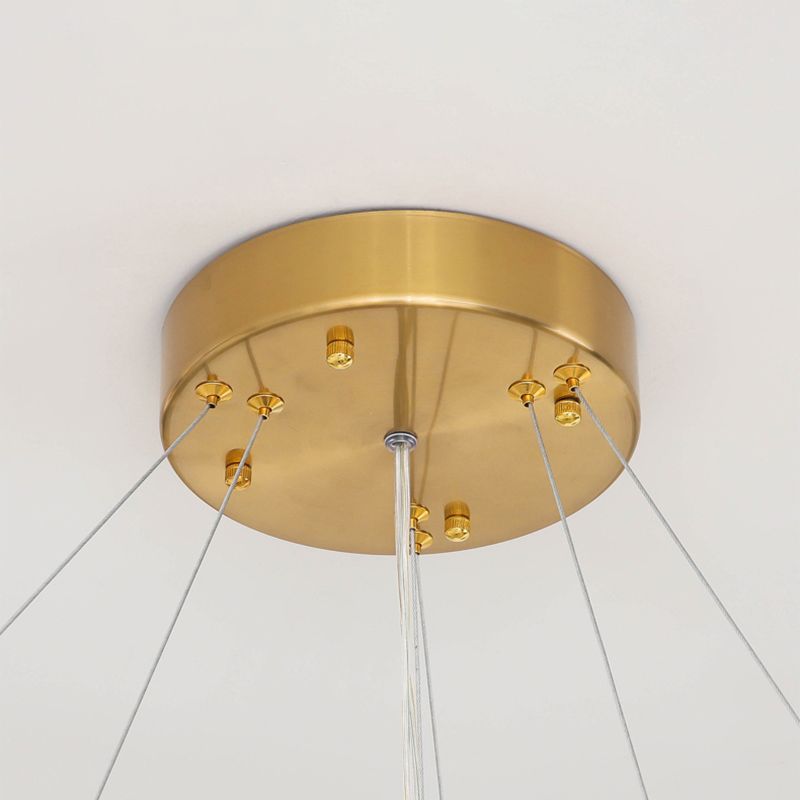 Luz de araña de cristal moderna luz colgante de dos niveles para sala de estar