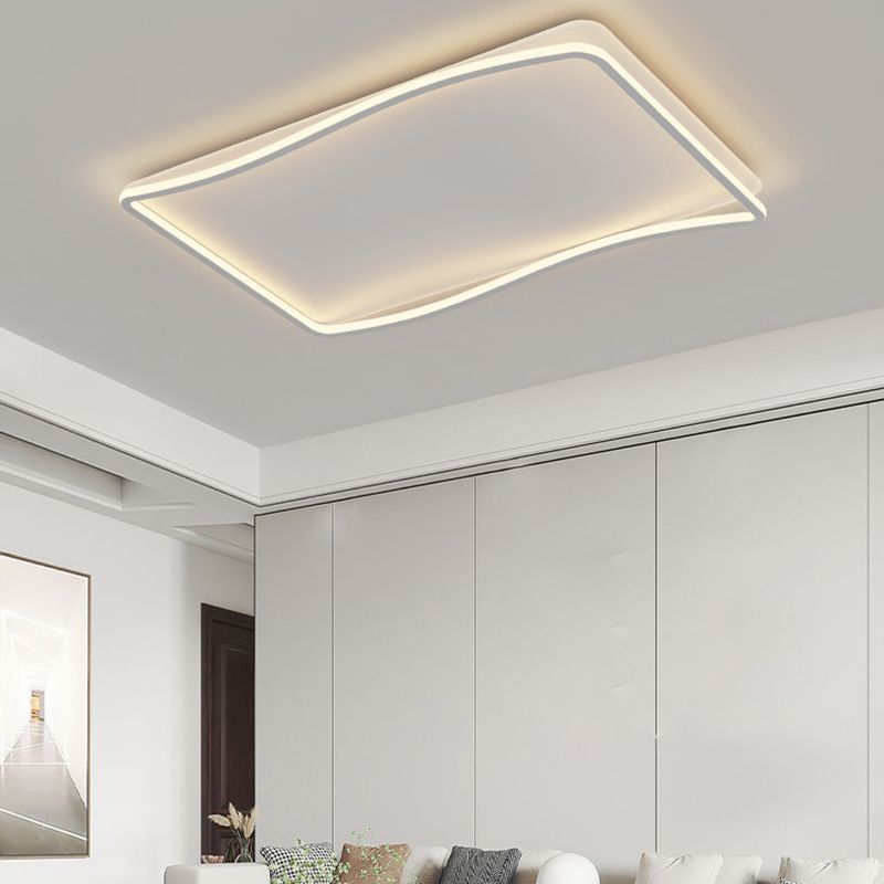 Metal Geometric Flush Mount Fixture Modern 1 Light Flush Light Fixture in White