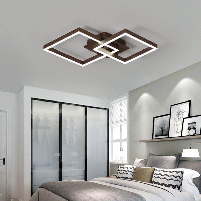 Moderno simmetrico rombo marrone rullo a filo chiaro acrilico a led con soffitto a filo a filo in luce calda/bianca