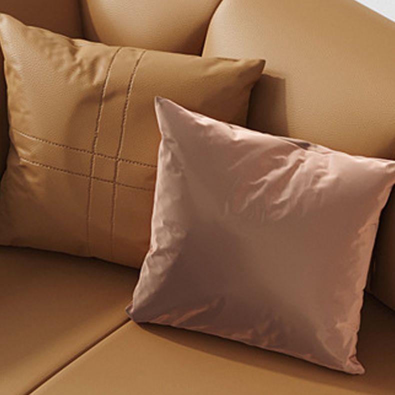 Modern Leather Pillow Top Arm Sofa Cushions Standard Sofa in Oragne