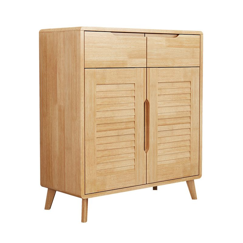Contemporary Solid Wood Accent Cabinet with 2 Drawers and Doors