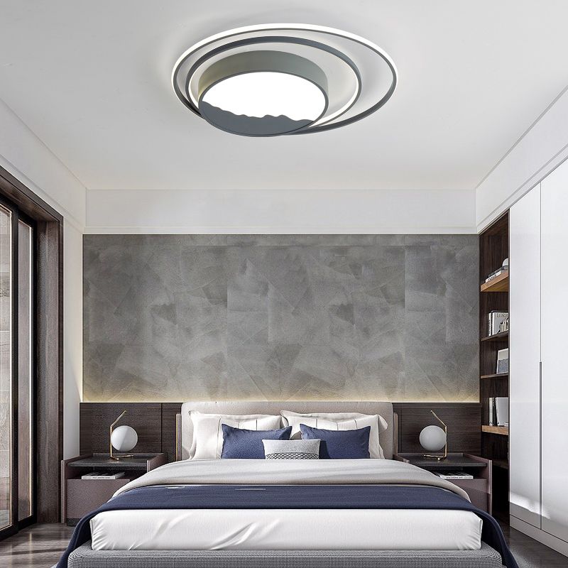 Tambour Acrylique Flush Mount Fixture Macaron Grey / White 19,5 "/23,5" Wide LED Ceiling Light for Bedroom