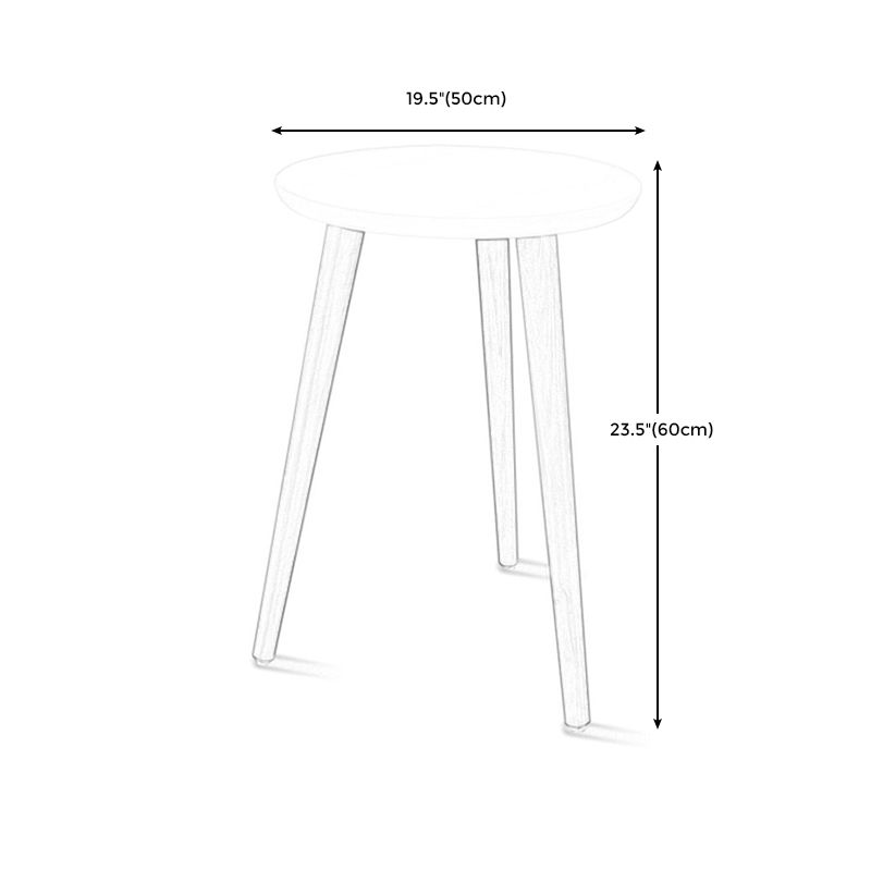 Round Wood Top End Table Contemporary Tripod Sofa Side End Table in Natural/White