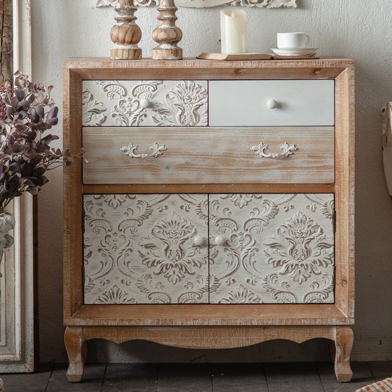 Industrial Espresso Accent Cabinet with Drawer Chest with Doors