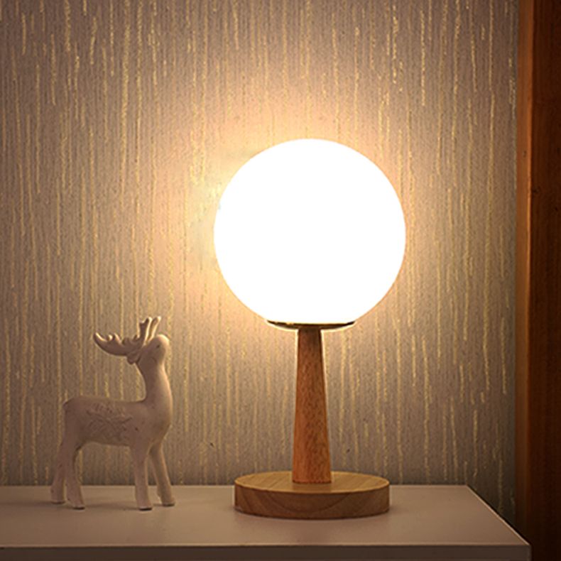 Nordic Style Table Lamp Brown Spherical Table Lamp with Glass for Study Room