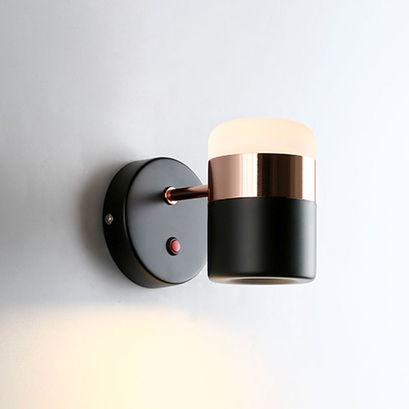 Half Cylinder Shade Metal Wall Sconce Modern Style 1 Light Reading Wall Mount Lighting