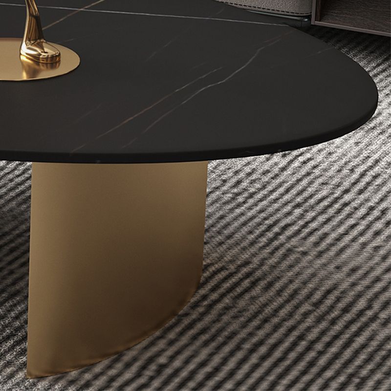 15.75" H 1 Single Coffee Table Glam Elliptical Stone Cocktail Table