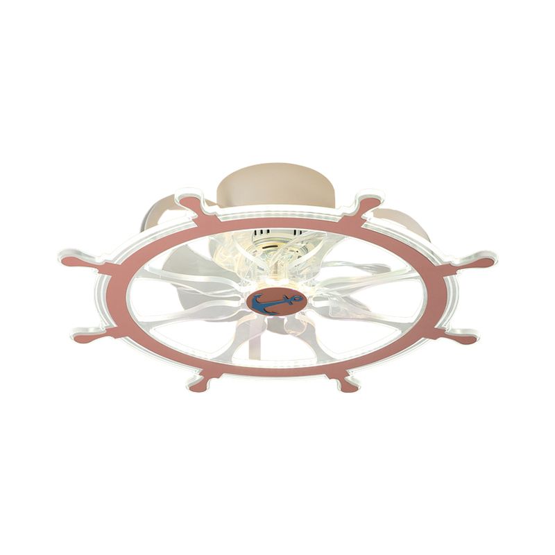 Luz de techo semi raspado de 5 cuchillas Luz de techo modernista de la sala de vivero acrílico LED en rosa/azul, 23 "de ancho