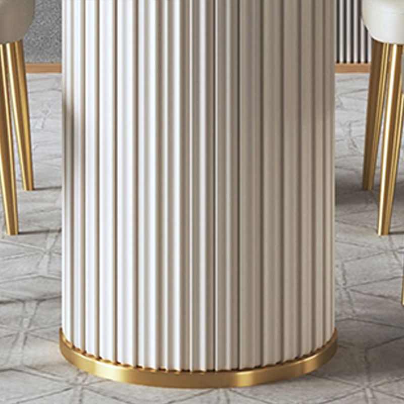 Contemporary Sintered Stone Dining Table Oval Double Pedestal Table for Home Use