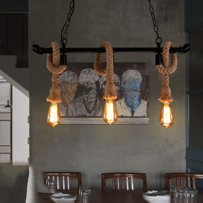 Industrial Style Linear Shape Island Light Metal Chandelier Lamp for Dining Room