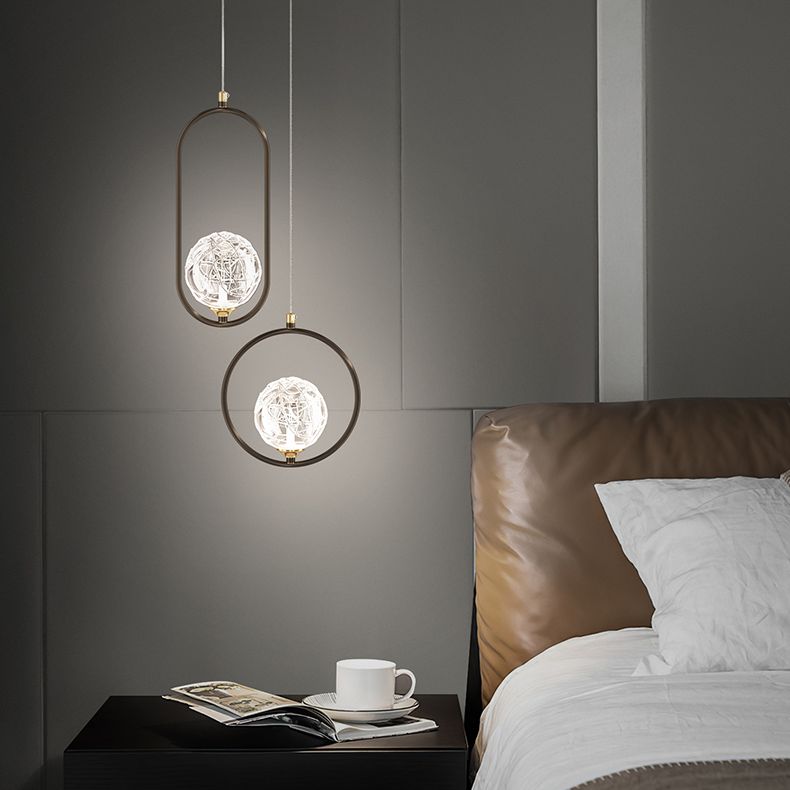 Gestructureerde kristalglasbal hangers eenvoud 1 kop slinger licht voor slaapkamer