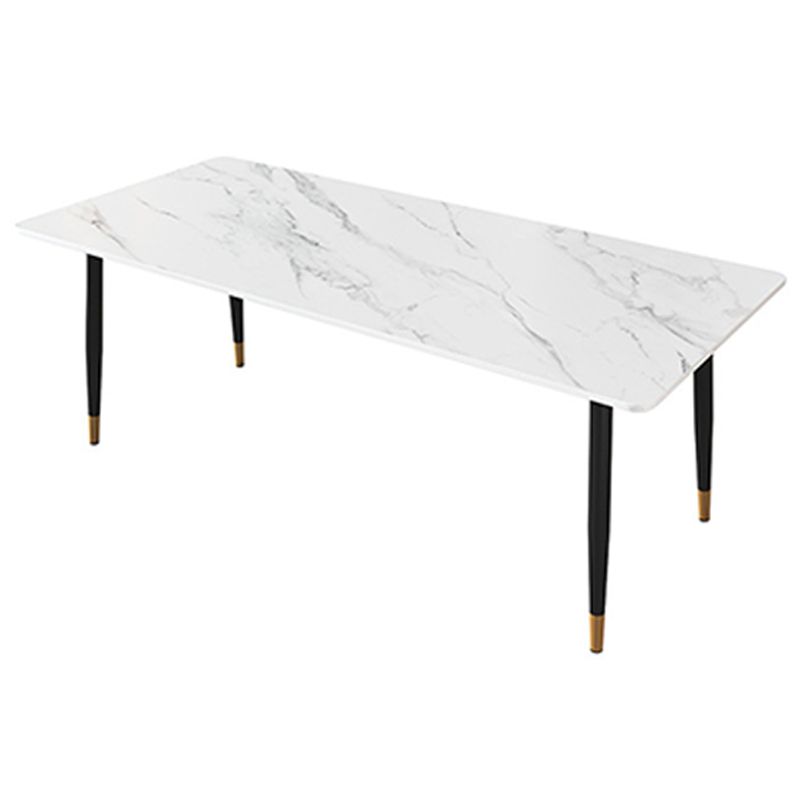 Modern Dining Rectangle Table Sintered Stone Table with Metal Legs for Home