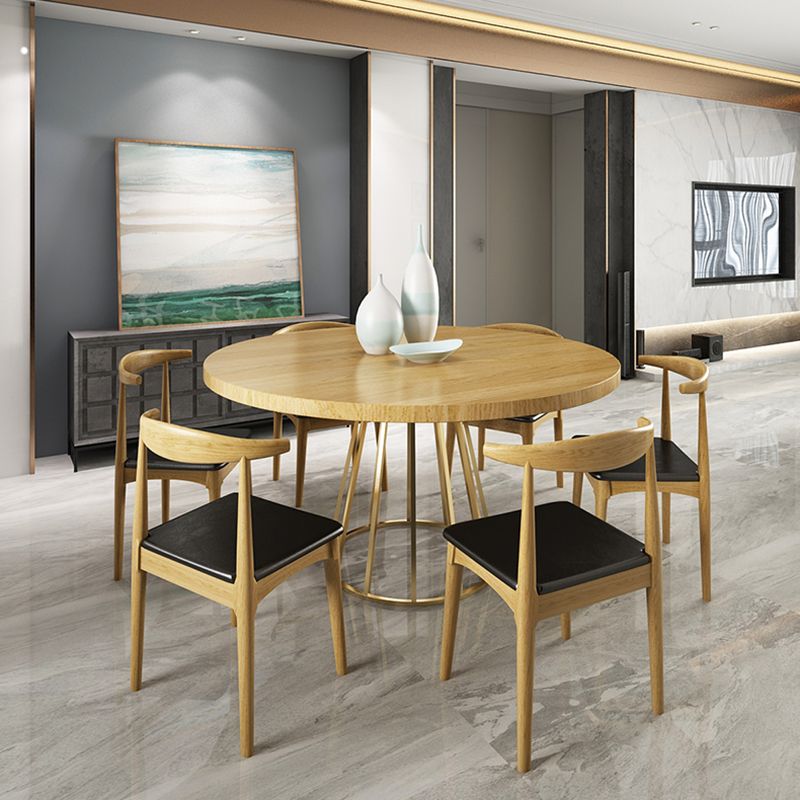 Round Dining Table Contemporary Style Solid Wood Dinner Table for Kitchen Home