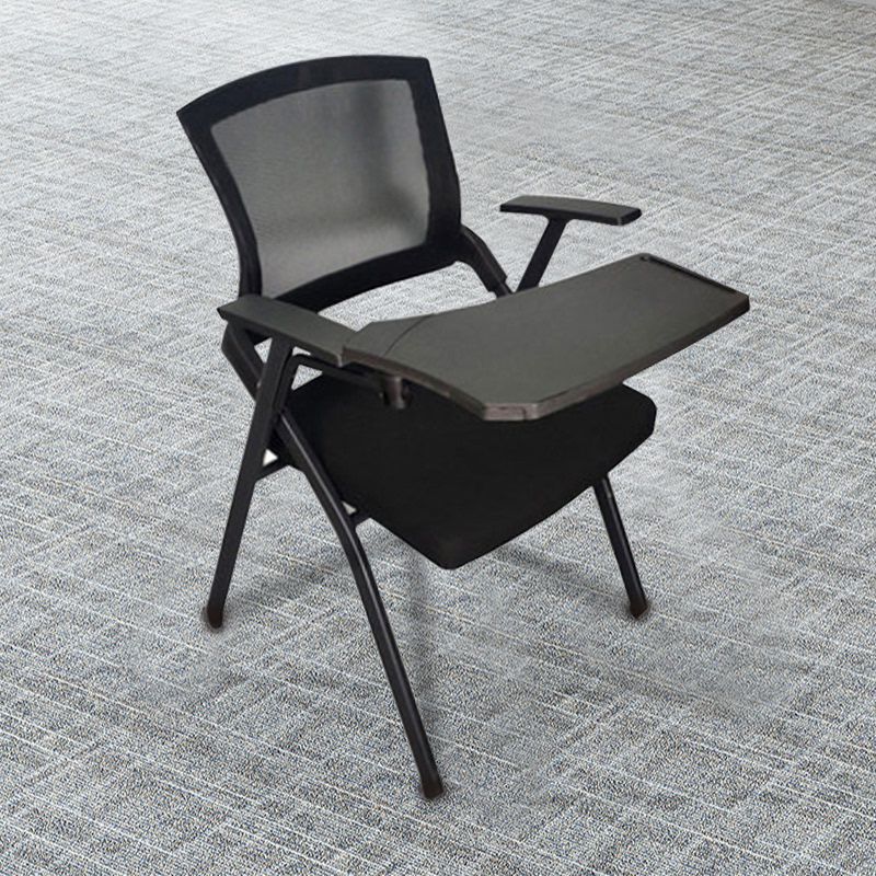 Modern Folding Conference Chair Black Frame and Seat Chair with Fixed Arms