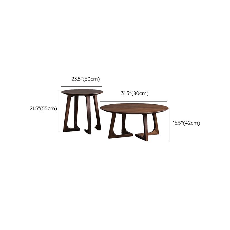 Contemporary Wooden Bunching Tables Round Medium Wood Coffee Table