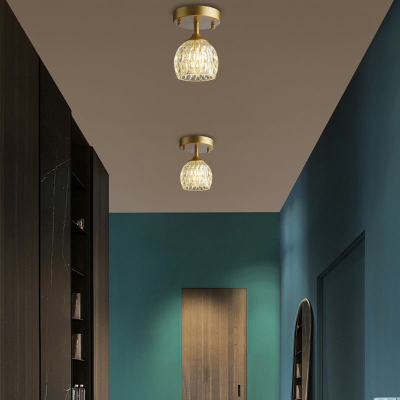 Contemporary Ceiling Lamp Minimalist Glass Shade Flush Mount Light Fixture
