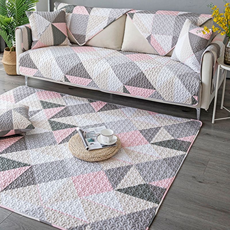 Comfort Living Room Rug Multi Color Geometric Printed Area Carpet Non-Slip Backing Washable Rug
