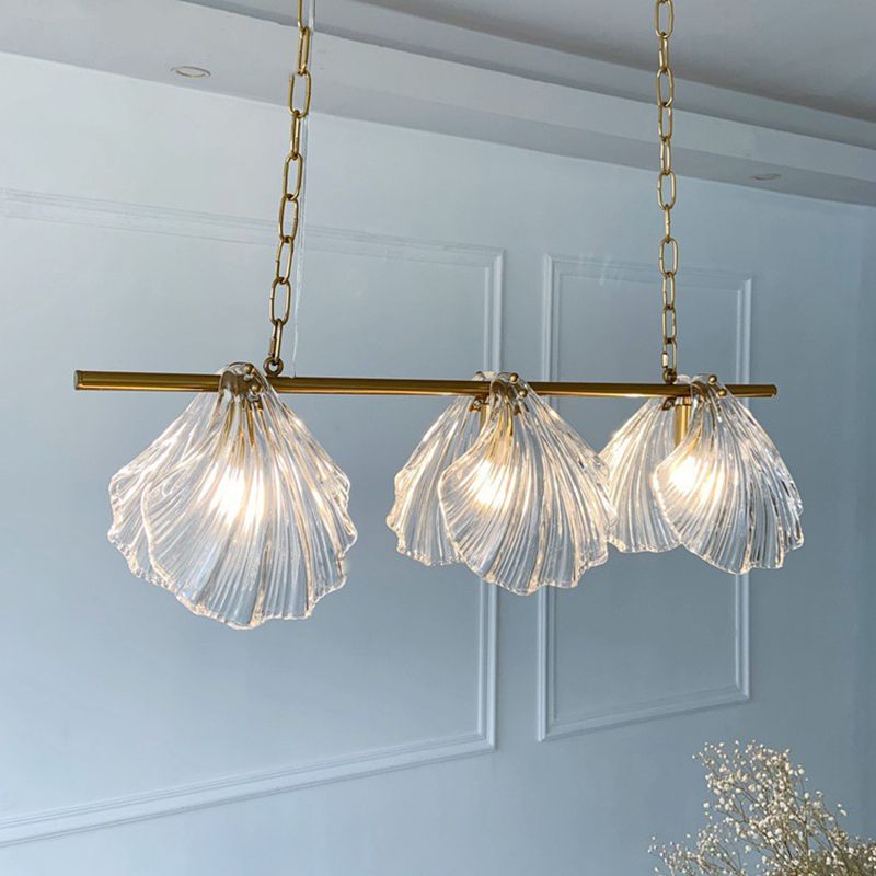 Modern Linear Hanging Pendant Lights Glass 3 Lights Island Light