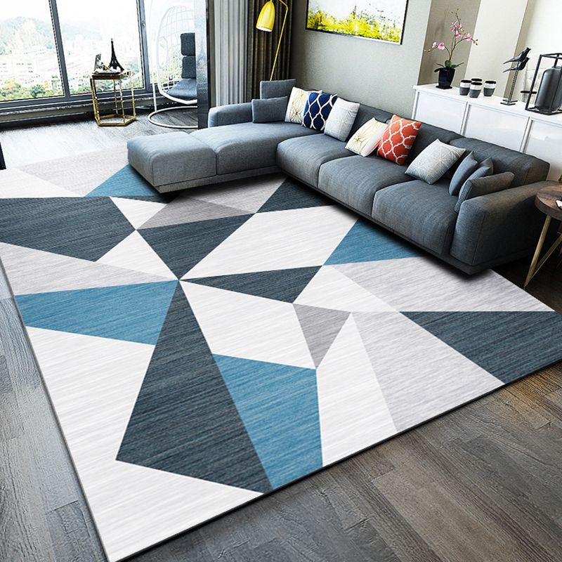 Multicolor Geometric Print Rug Polyester Carpet Modern Non-Slip Backing Indoor Rug for Living Room