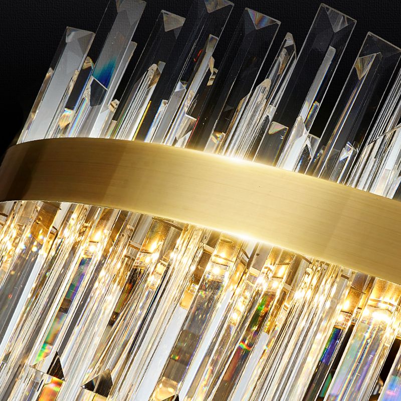 Round Shape Hanging Lights Crystal LED Chandelier in Gold for Living Room