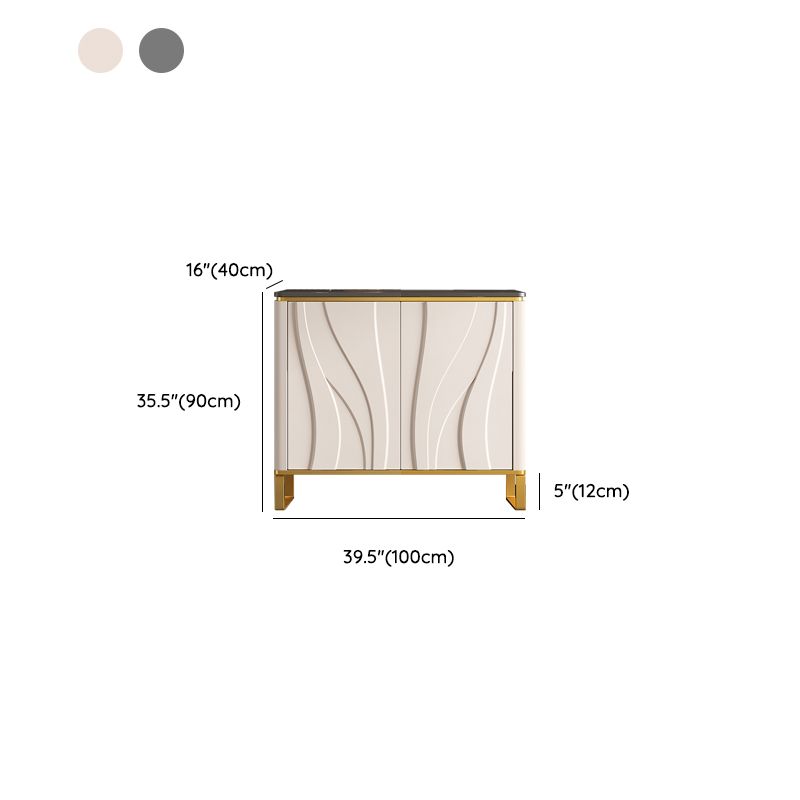 Contemporary Style Credenza Stone Dining Buffet with Cabinets