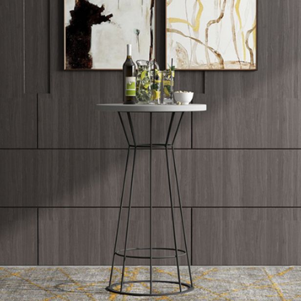 Modern Round Bar Stool and Table Set 1/2/3 Pieces Metal and Wood Pub Set