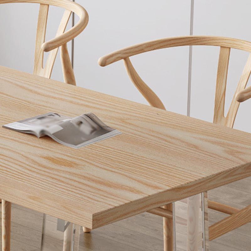 Modern Rectangle Dining Room Table Solid Wood Sled Base Fixed Dining Table