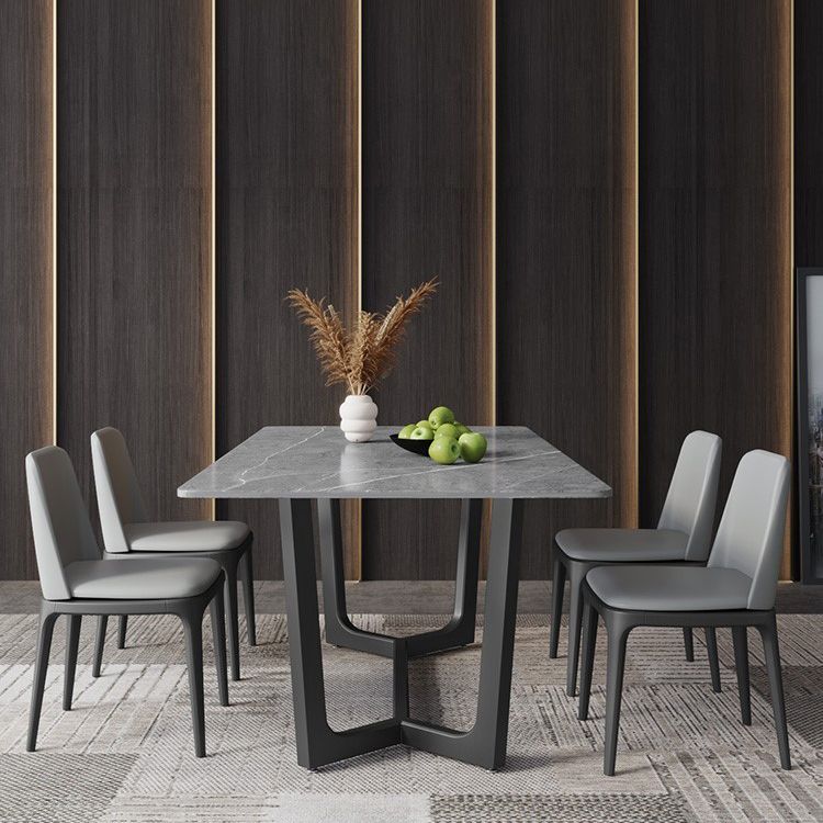 Sintered Stone Dining Table Industrial Dining Room Table with Trestle Base