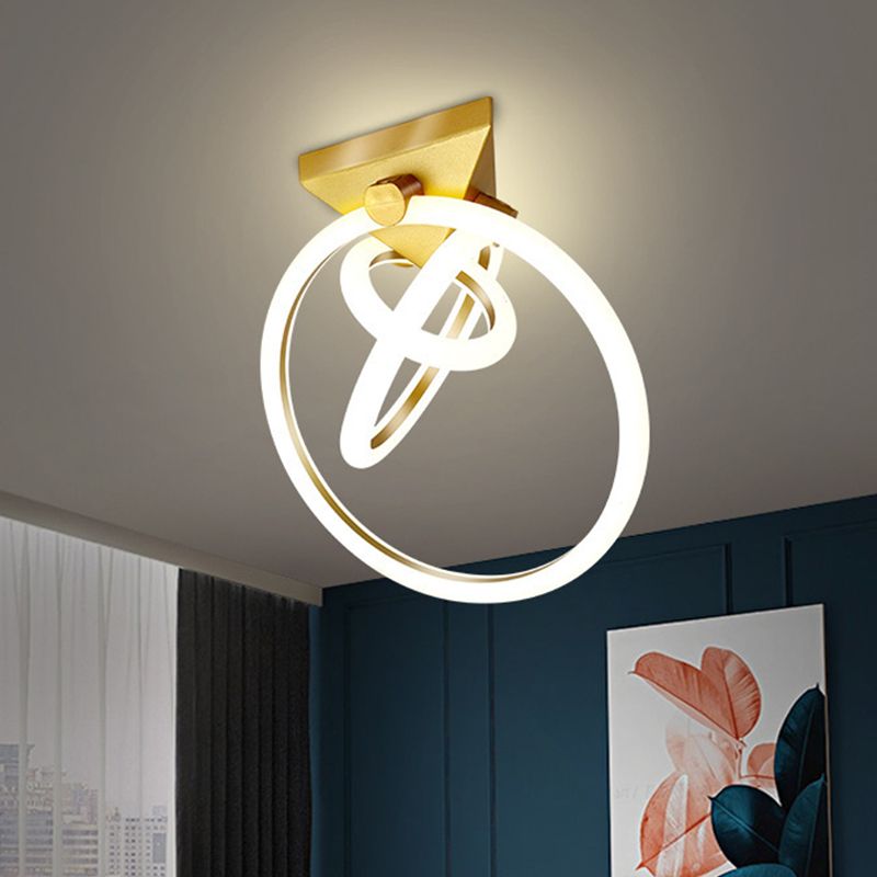 Acrylic 3-Ring Flush Light Fixture Modern LED Gold Close to Ceiling Lamp for Bedroom