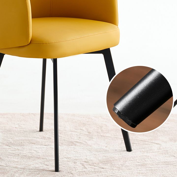 Sillón de cuero contemporáneo con acabado mate, respaldo sólido, silla de comedor