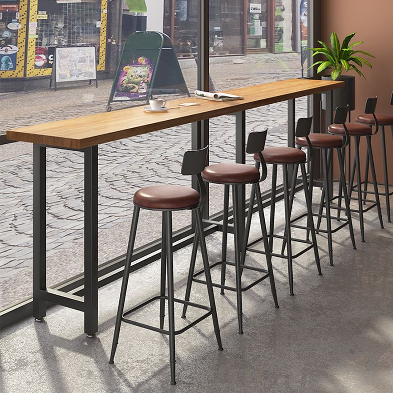 Modern 1/7 Pieces Bar Table Set Rectangle Wood Counter Table with High Stools for Bar