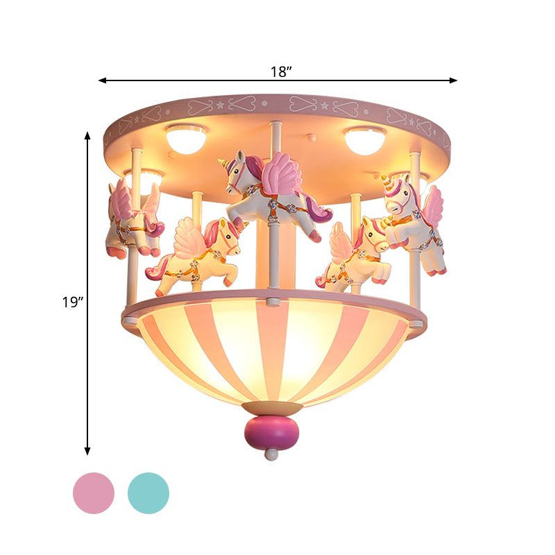 Plafonnier Merry-Go-Round pour enfants en résine, 5 ampoules, éclairage encastré pour chambre à coucher, rose/bleu