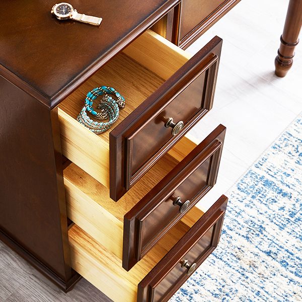 Traditional Solid Wood Makeup Vanity Desk Bedroom Vanity Dressing Table with Drawer