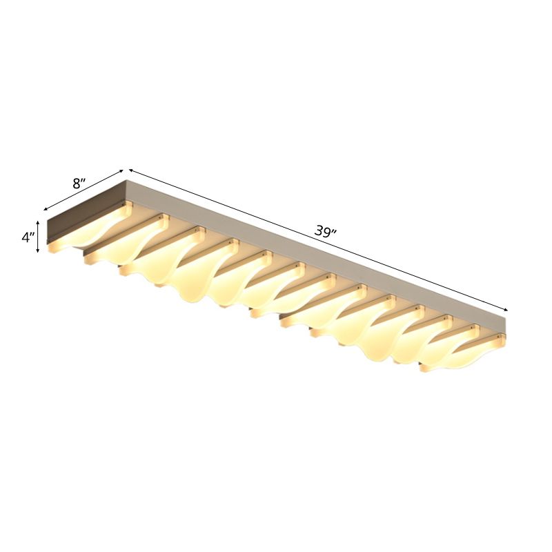 16"/23.5"/31.5" Wide Acrylic Rectangular Ceiling Flush Light Fixture Modern LED White Flushmount in Warm/White Light