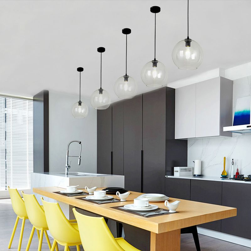 Contemporary Glass Single Ceiling Light with Round Shade