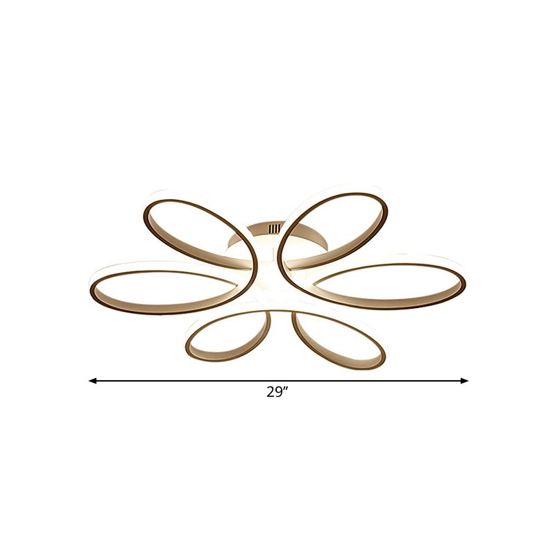 Blooming Flower Hotel Ceiling Light Fixture Metal Modernist LED Semi Flush Mount in Warm/White Light, 23"/29" Wide