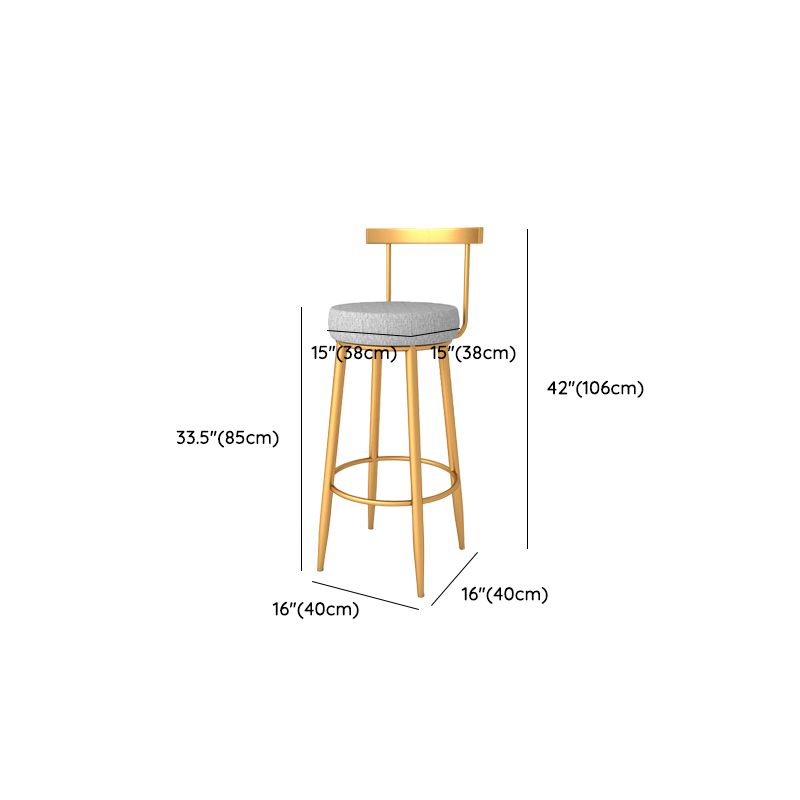 Metal Low Back Bar Stools Round Armless Dining Stools with Footrest
