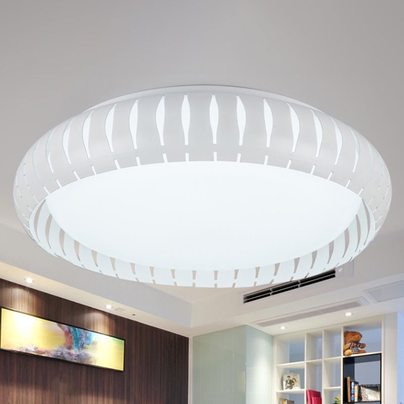 Lampada da soffitto circolare bianca/nera a incasso con paralume cavo semplice del metallo LED del soffitto per il soggiorno, 18,5 "/22,5" diametro