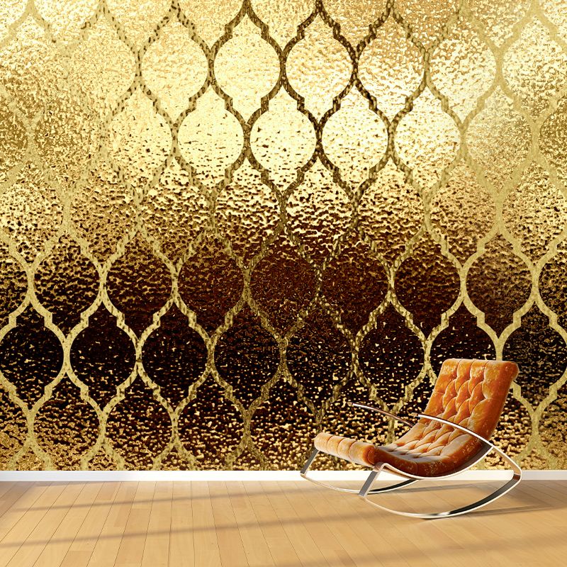 Ogee Patterned Foil Wall Mural Contemporary Stain Resistant Bedroom Wall Art, Made to Measure