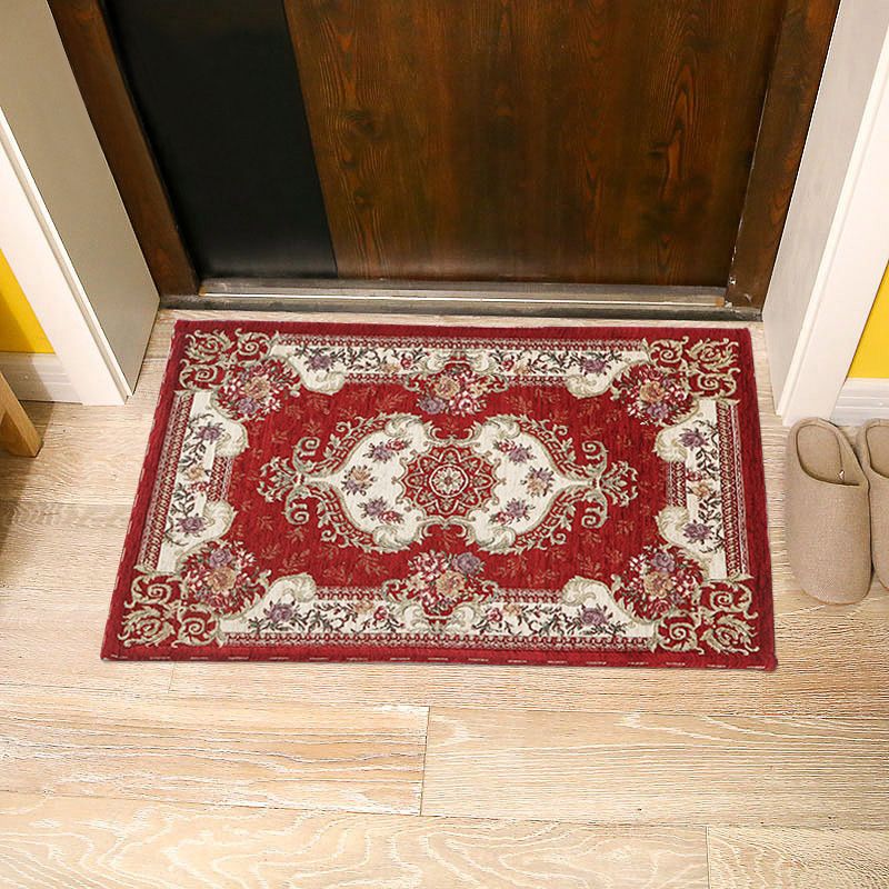 Vintage Peony Printed Rug Multicolor Synthetics Carpet Washable Pet Friendly Non-Slip Backing Rug for Door