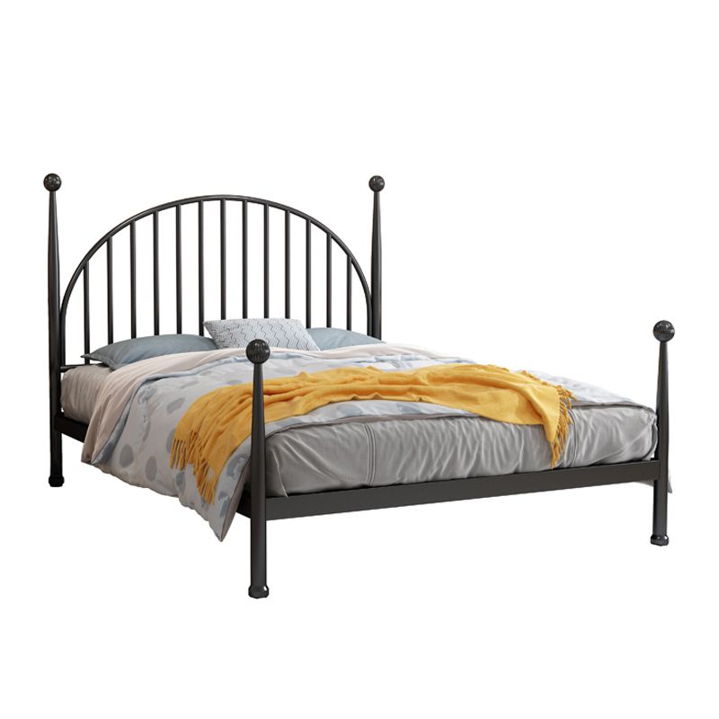 Four Poster Bed , Arched Spindle Headboard, 47inch High Glam Style