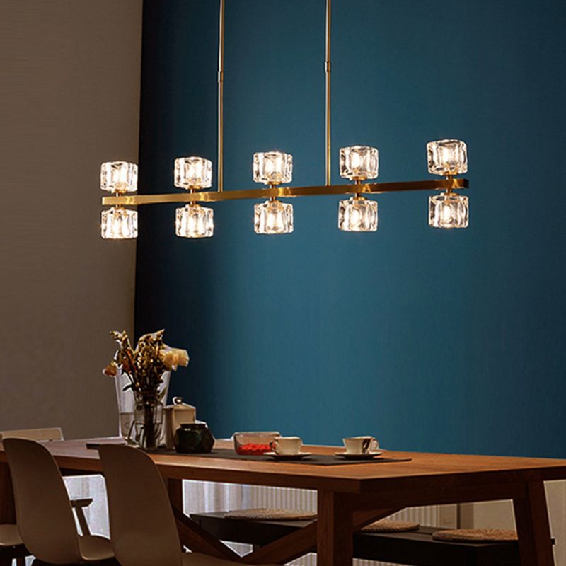 Luminaire de l'île contemporaine Crystal Cube Island Lights for Kitchen