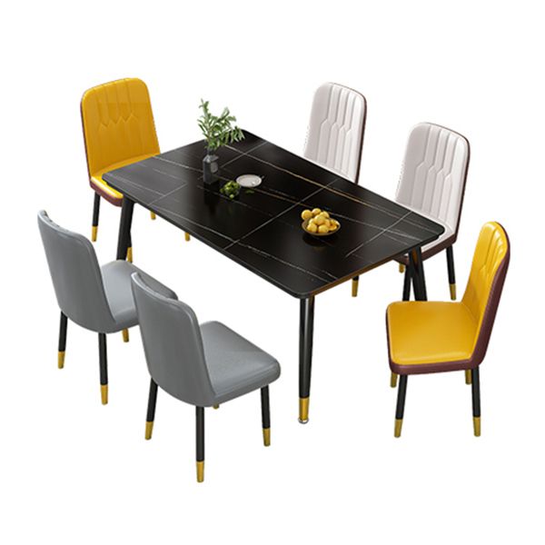 Mesa de forma rectangular estándar glamorosa mesa de comedor de cocina de piedra sinterizada con 4 patas base