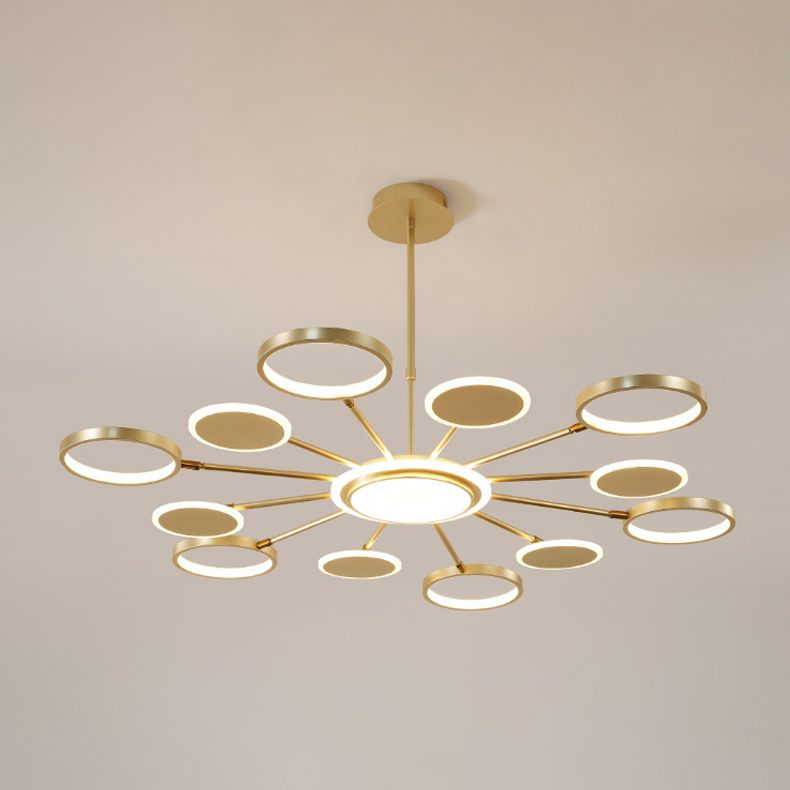 Modern Style Multi Lights Hanging Chandelier Lamp Metal Ring Pendant Lighting