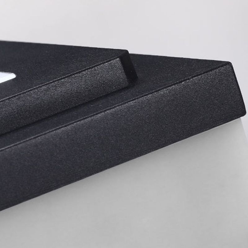 Metal Geometric Shape Outdoor Light Modern 1 Light Solar Pillar Lamp in Black