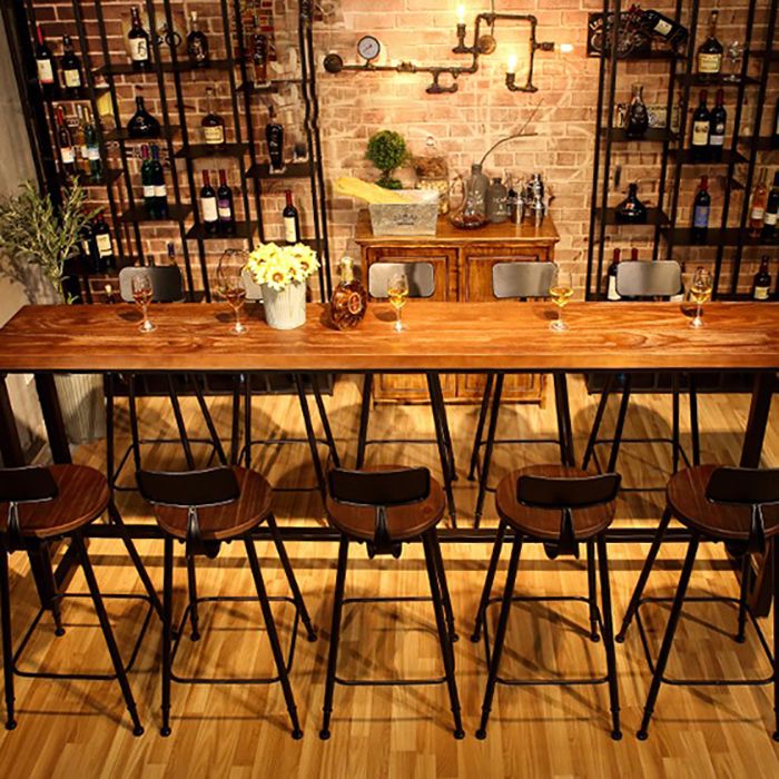Solid Wood Counter-height Pub Table Industrial Counter Wine Table