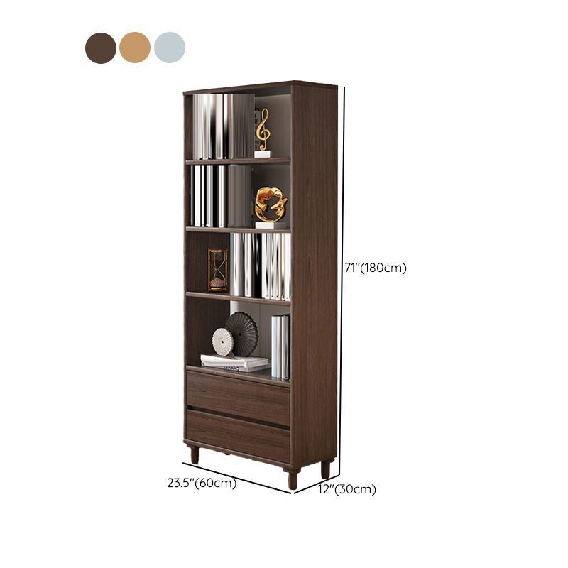 Modern Wooden Bookcase Standard Open Back Bookshelf with Drawers