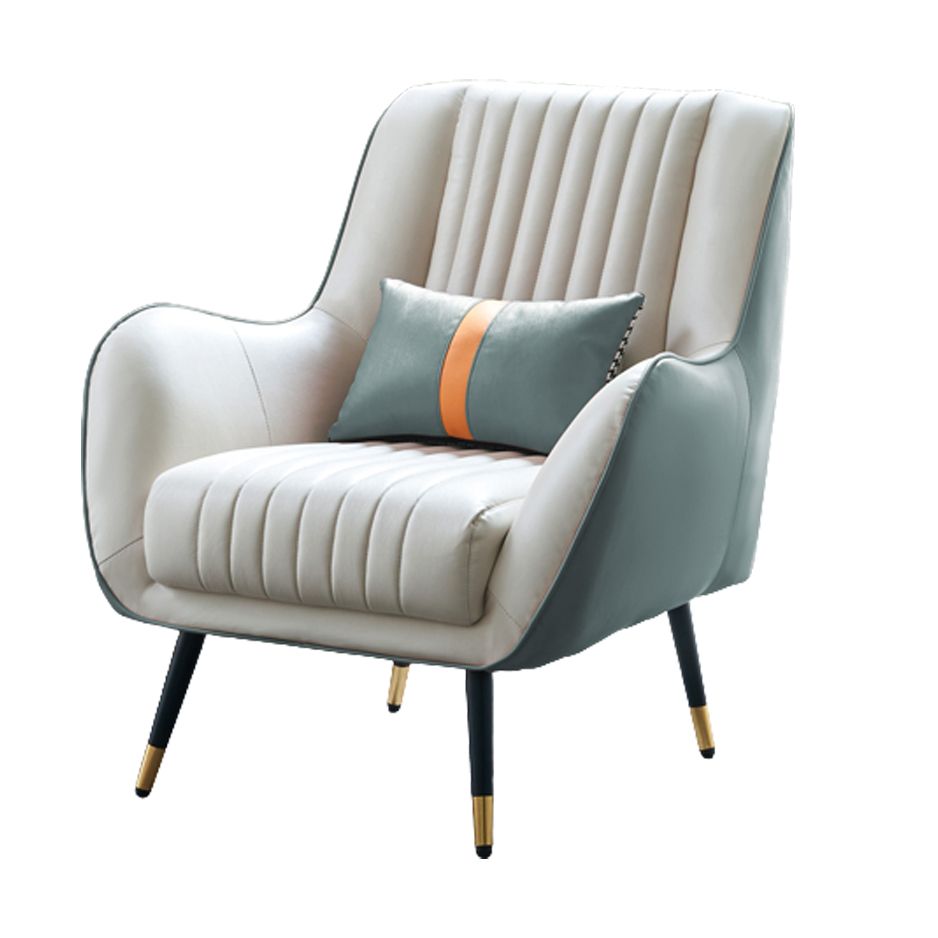 Fixed Back Lounge Chair Leather Water Resistant Side Chair for Living Room