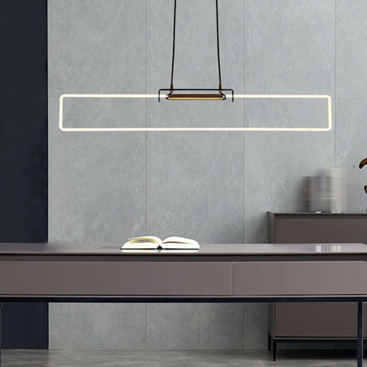 Modern Style Rectangle Hanging Pendant Light Resin 1 Light Pendant Light Fixture