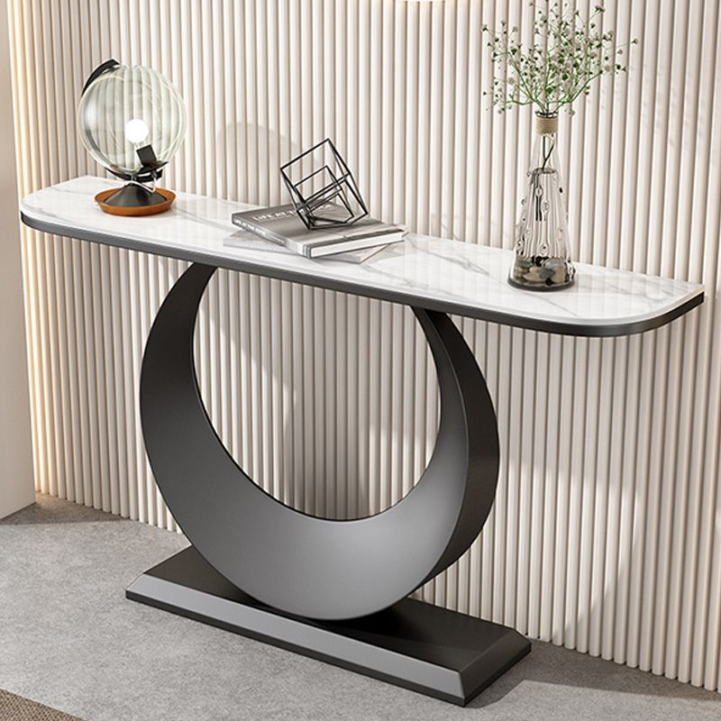Stain Resistant Console Table 11.8" W Slate Glam Half Moon End Table